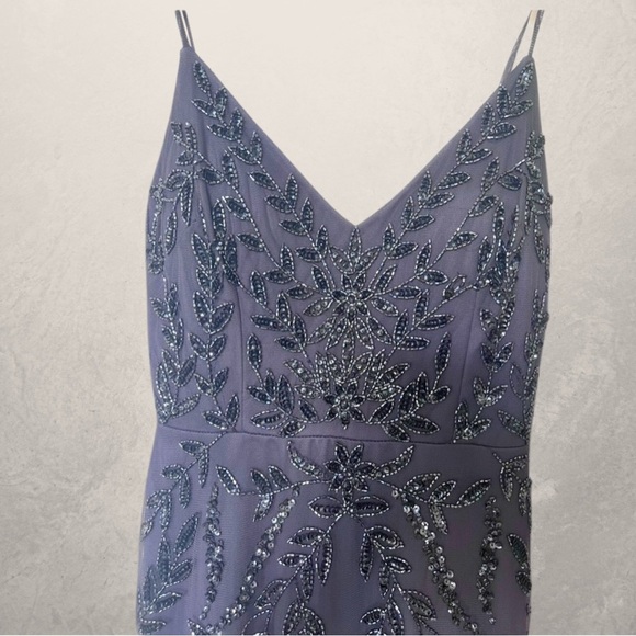 Marina Size 4 | Grey Beaded Metallic Tulle Dress | NWOT - Picture 8 of 16